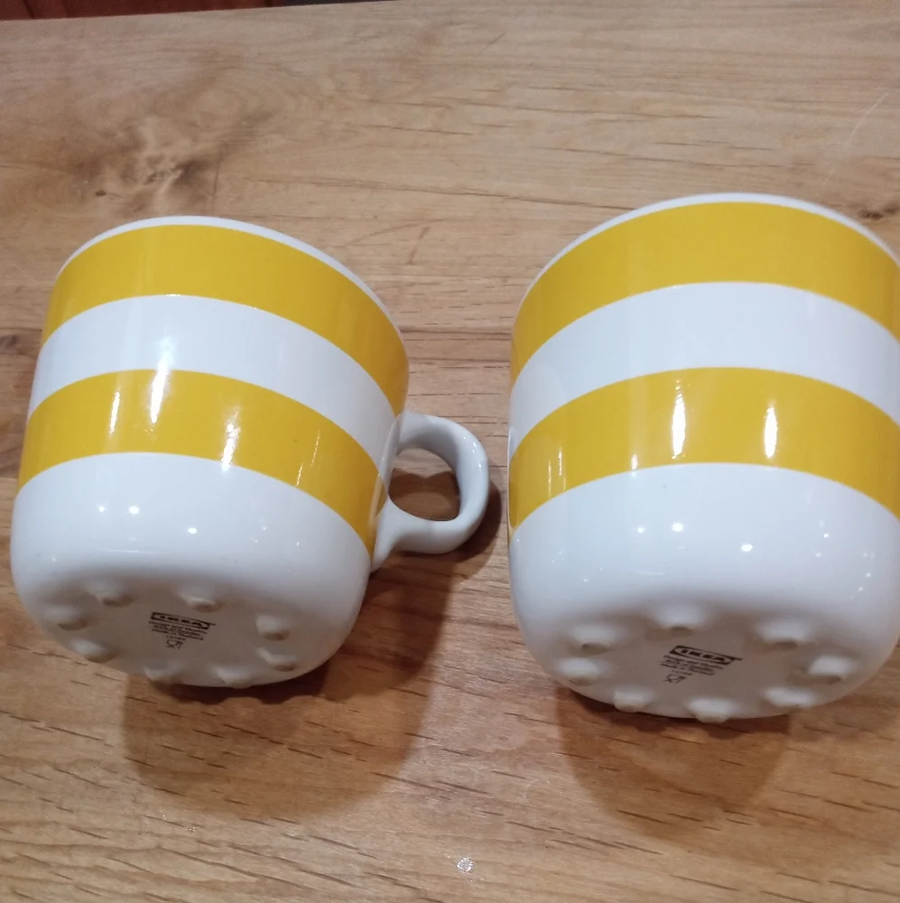 IKEA Yellow and White Striped mugs 6 oz